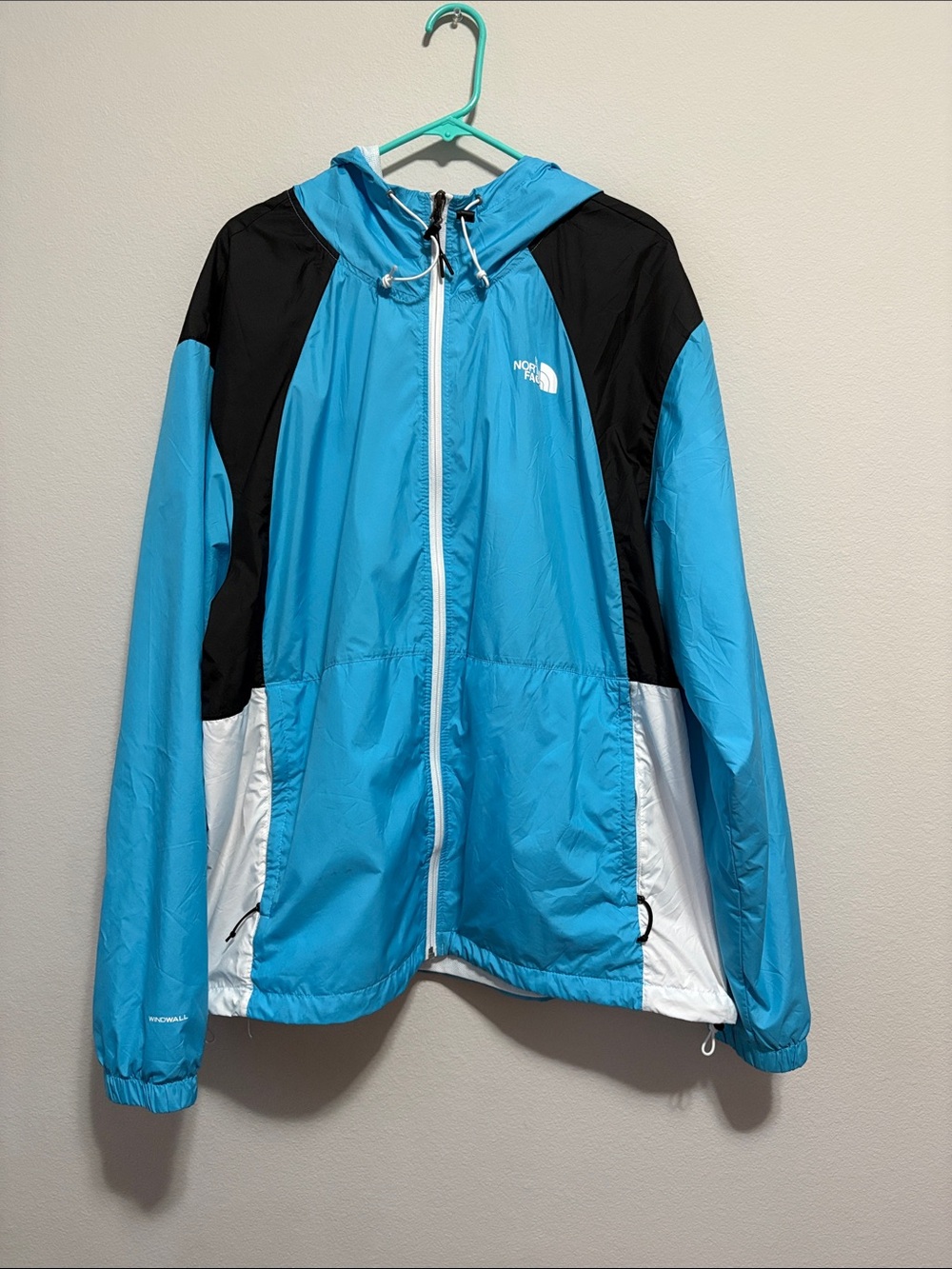 The North Face Turquoise/Black/White Hooded Windbreaker